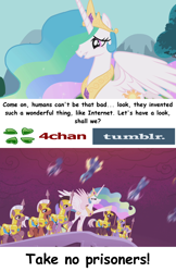 Size: 1280x1980 | Tagged: safe, imported from derpibooru, princess celestia, 4chan, dialogue, misanthropy, mouthpiece, royal guard, tumblr