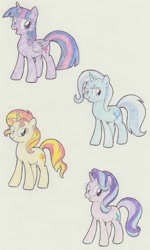 Size: 770x1280 | Tagged: safe, artist:chocolatechippi, imported from derpibooru, starlight glimmer, sunset shimmer, trixie, twilight sparkle, alicorn, pony, counterparts, female, magical quartet, mare, traditional art, twilight sparkle (alicorn), twilight's counterparts