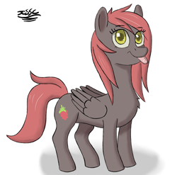 Size: 1500x1480 | Tagged: safe, artist:hypno, imported from derpibooru, oc, oc only, oc:scarlet berry, pegasus, pony, simple background, solo, tongue out