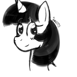 Size: 540x540 | Tagged: safe, artist:apple-jazzy, imported from derpibooru, twilight sparkle, cute, female, monochrome, simple background, solo, white background