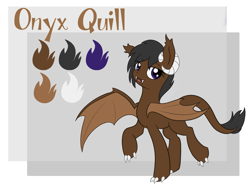 Size: 1024x768 | Tagged: safe, artist:themochapony, imported from derpibooru, oc, oc only, oc:onyx quill, dracony, hybrid, claws, horns, reference sheet, solo