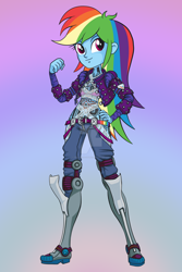 Size: 1280x1920 | Tagged: safe, artist:trollskog-studio, imported from derpibooru, rainbow dash, equestria girls, crossover, female, jack, mass effect, solo, tattoo, watermark