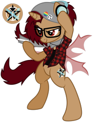 Size: 3000x3932 | Tagged: safe, artist:catzrul2, artist:morningstorm, imported from derpibooru, oc, oc only, oc:scarlett skies, pony, unicorn, candy cigarette, changeling wings, clothes, glasses, hat, headphones, hipster, scarf, shirt, simple background, solo, transparent background, transparent wings, tulpa, vector, wings