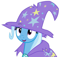 Size: 3653x3509 | Tagged: safe, artist:sketchmcreations, imported from derpibooru, trixie, pony, unicorn, no second prances, cute, diatrixes, female, inkscape, mare, messy, open mouth, simple background, solo, tattered, transparent background, trixie's cape, trixie's hat, vector