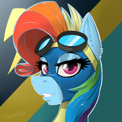 Size: 800x800 | Tagged: safe, artist:twotail813, imported from derpibooru, rainbow dash, newbie dash, bedroom eyes, female, rainbow dash always dresses in style, rainbow fash, rcf community, solo, wonderbolts uniform