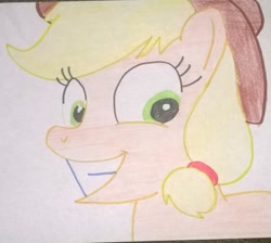 Size: 1425x1274 | Tagged: safe, artist:toyminator900, imported from derpibooru, applejack, faic, female, smiling, solo, traditional art