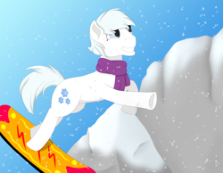 Size: 4500x3500 | Tagged: safe, artist:fia94, imported from derpibooru, double diamond, pony, absurd resolution, advent calendar, clothes, male, scarf, skiing, solo