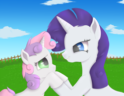 Size: 4500x3500 | Tagged: safe, artist:fia94, imported from derpibooru, rarity, sweetie belle, crusaders of the lost mark, absurd resolution, scene interpretation, sisters