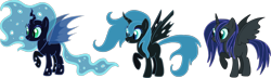 Size: 1939x555 | Tagged: safe, artist:colossalstinker, imported from derpibooru, oc, oc only, hybrid, interspecies offspring, magical lesbian spawn, offspring, parent:nightmare moon, parent:queen chrysalis, parents:chrysmoon, simple background, transparent background