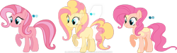 Size: 1024x312 | Tagged: safe, artist:colossalstinker, imported from derpibooru, oc, oc only, magical lesbian spawn, offspring, parent:fluttershy, parent:pinkie pie, parents:flutterpie, simple background, transparent background, watermark