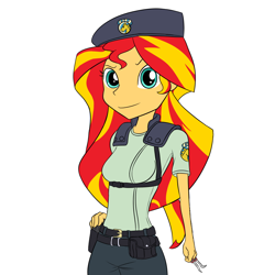 Size: 1000x1000 | Tagged: safe, artist:a_simplepony, imported from derpibooru, sunset shimmer, equestria girls, clothes, cosplay, costume, female, jill valentine, resident evil, solo