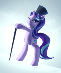 Size: 1800x2160 | Tagged: safe, artist:zelc-face, imported from derpibooru, snowfall frost, starlight glimmer, a hearth's warming tail, a christmas carol, cane, ebenezer scrooge, female, glasses, hat, hilarious in hindsight, solo, spectacles, that was fast, top hat