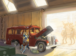 Size: 1000x732 | Tagged: safe, artist:adeptus-monitus, imported from derpibooru, trixie, anthro, unguligrade anthro, car, jeep, soldier