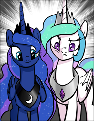 Size: 1071x1380 | Tagged: safe, artist:pencils, imported from derpibooru, princess celestia, princess luna, alicorn, pony, comic:anon's pie adventure, comic, cropped, female, mare, royal sisters, smiling, varying degrees of want