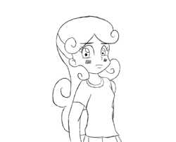 Size: 1011x817 | Tagged: dead source, safe, artist:pentrig, imported from derpibooru, sweetie belle, human, female, humanized, monochrome, sketch, solo