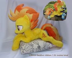 Size: 3952x3192 | Tagged: safe, artist:epicrainbowcrafts, imported from derpibooru, spitfire, human, clothes, commission, irl, irl human, life size, photo, plushie, socks, striped socks