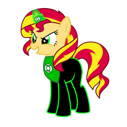 Size: 1152x1152 | Tagged: safe, artist:jeatz-axl, artist:motownwarrior01, imported from derpibooru, sunset shimmer, pony, unicorn, equestria girls, dc comics, female, green lantern, green lantern (comic), green lantern corps, horn ring, simple background, solo, transparent background