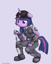 Size: 1200x1500 | Tagged: safe, artist:alasou, imported from derpibooru, twilight sparkle, anthro, plantigrade anthro, armor, female, gears of war, marcus fenix, patreon, solo