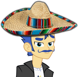 Size: 755x749 | Tagged: safe, edit, imported from derpibooru, flash sentry, equestria girls, brad, clothes, exploitable meme, flashface, looking at you, male, meme, mexican, mexico, moustache, raised eyebrow, solo, sombrero