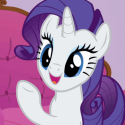 Size: 499x500 | Tagged: safe, imported from derpibooru, screencap, rarity, pony, unicorn, applejack's "day" off, animated, cute, faic, female, mare, open mouth, raised hoof, raribetes, smiling, solo