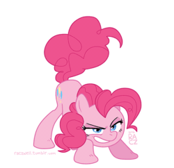 Size: 550x533 | Tagged: safe, artist:raczwell, imported from derpibooru, pinkie pie, animated, blinking, female, solo, this will end in pouncing, twitchy tail