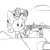 Size: 720x720 | Tagged: safe, artist:tjpones, imported from derpibooru, sweetie belle, female, gun, machine gun, monochrome, solo, tank (vehicle), this will end in tears, weapon