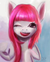 Size: 552x687 | Tagged: safe, artist:grissaecrim, artist:raikoh, imported from derpibooru, earth pony, pony, fuchsia, ponified, solo, tongue out, uncanny valley