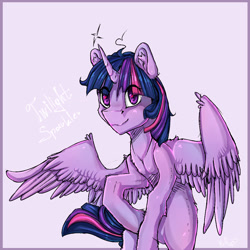 Size: 1000x1000 | Tagged: safe, artist:hellythequeen, imported from derpibooru, twilight sparkle, alicorn, pony, female, solo, spread wings, twilight sparkle (alicorn)