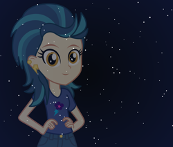 Size: 6600x5600 | Tagged: safe, artist:razethebeast, imported from derpibooru, indigo zap, equestria girls, friendship games, absurd resolution, clothes, cute, ear piercing, female, galaxy, pants, piercing, solo, wallpaper