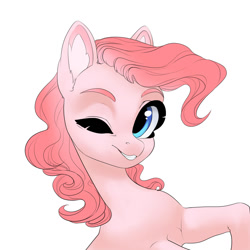 Size: 1024x1024 | Tagged: safe, artist:aphphphphp, imported from derpibooru, pinkie pie, female, simple background, solo, white background, wink