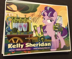 Size: 2048x1690 | Tagged: safe, artist:pixelkitties, imported from derpibooru, sonata dusk, starlight glimmer, trixie, oc, oc:pixelkitties, pony, unicorn, autograph, cutie mark, female, kelly sheridan, mare, meta, photo, pixelkitties' brilliant autograph media artwork, solo, twitter