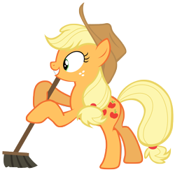 Size: 7100x7000 | Tagged: safe, artist:tardifice, imported from derpibooru, applejack, the saddle row review, absurd resolution, broom, female, simple background, solo, sweeping, transparent background, vector