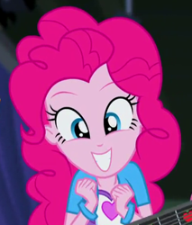 Size: 350x410 | Tagged: safe, imported from derpibooru, screencap, pinkie pie, equestria girls, rainbow rocks, cropped, cute, diapinkes, excited, female, grin, happy, smiling, solo