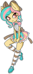 Size: 175x394 | Tagged: safe, artist:matteglaze, imported from derpibooru, oc, oc only, oc:vanilla ganache, equestria girls, apron, blushing, clothes, eared humanization, equestria girls-ified, humanized, pixel art, solo