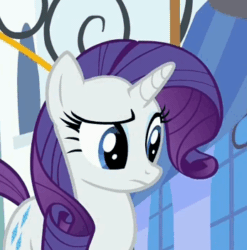 Size: 347x351 | Tagged: safe, imported from derpibooru, screencap, rarity, pony, spice up your life, animated, female, scrunchy face, solo