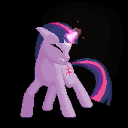 Size: 340x340 | Tagged: safe, artist:gawbox, imported from derpibooru, twilight sparkle, animated, female, glowing horn, magic, pixel art, solo