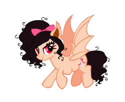 Size: 1196x976 | Tagged: safe, artist:obeliskgirljohanny, imported from derpibooru, oc, oc only, oc:cereza, bat pony, pony, vampire, vampire fruit bat, base used, bow, cutie mark, fangs, hair bow, looking at you, messy mane, solo