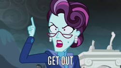 Size: 1280x720 | Tagged: safe, imported from derpibooru, screencap, principal abacus cinch, equestria girls, friendship games, female, get out, meme, solo