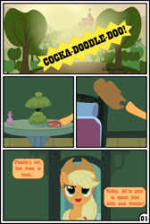 Size: 3254x4837 | Tagged: safe, artist:gutovi, imported from derpibooru, applejack, pony, comic:why me!?, absurd resolution, comic, rooster, sweet apple acres