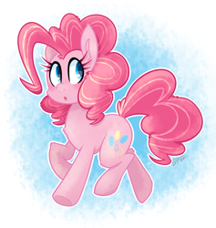 Size: 1823x1924 | Tagged: safe, artist:saber-panda, imported from derpibooru, pinkie pie, earth pony, pony, female, looking back, mare, signature, solo, walking