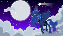 Size: 5760x3240 | Tagged: safe, artist:kitsumiro, imported from derpibooru, princess luna, absurd resolution, female, magic, moon, moon work, moonrise, night, solo