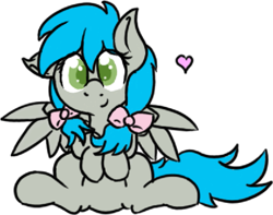 Size: 633x498 | Tagged: safe, artist:laptopbrony, imported from derpibooru, oc, oc only, oc:darcy sinclair, bow, cute, heart, looking at you, sitting, solo