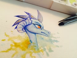 Size: 1280x960 | Tagged: safe, artist:glacierclear, imported from derpibooru, princess ember, dragon, female, solo, traditional art, watercolor painting