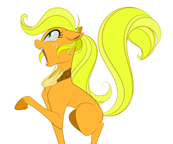 Size: 2640x2190 | Tagged: safe, artist:cheesepuffs, imported from derpibooru, applejack, female, missing cutie mark, raised hoof, simple background, solo, transparent background