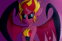 Size: 1024x683 | Tagged: dead source, safe, artist:wubcakeva, imported from derpibooru, sunset shimmer, equestria girls, female, looking at you, solo, sunset satan