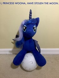 Size: 2448x3264 | Tagged: safe, imported from derpibooru, princess luna, build-a-bear, cute, diabetes, female, filly, irl, lunabetes, moon, photo, plushie, tangible heavenly object, woona, younger