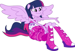 Size: 5854x4000 | Tagged: safe, artist:missgoldendragon, imported from derpibooru, twilight sparkle, equestria girls, .svg available, absurd resolution, bare shoulders, boots, clothes, dress, fall formal outfits, female, high heel boots, ponied up, ponyscape, reaching, reaching out, simple background, sitting, sleeveless, smiling, solo, spread wings, strapless, transparent background, twilight ball dress, twilight sparkle (alicorn), vector, wings