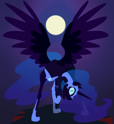 Size: 1924x2100 | Tagged: safe, artist:nobody, imported from derpibooru, nightmare moon, alicorn, pony, female, full moon, lineless, looking at you, minimalist, modern art, moon, solo, spread wings, wings