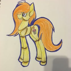 Size: 3024x3024 | Tagged: safe, artist:jean-the-horse, imported from derpibooru, pony, chica, crossover, five nights at freddy's, ponified, solo, traditional art