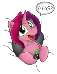 Size: 3878x5000 | Tagged: safe, artist:fandroit, imported from derpibooru, oc, oc only, oc:anon, oc:gloomy, human, pony, chest fluff, giant pony, giantess, happy, hug, looking at you, macro, smiling